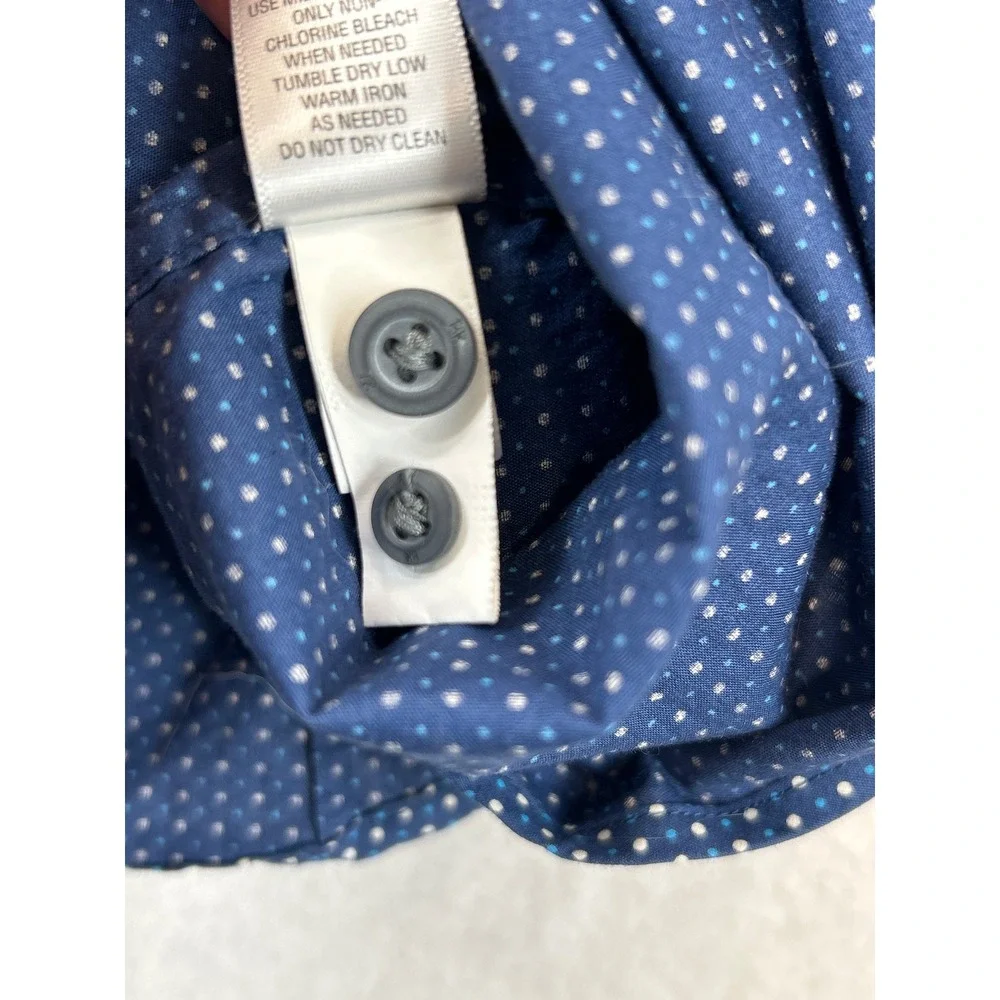 Banana Republic Shirt Mens L Blue Slim Fit Polka Dot Long Sleeve Button‎ Down